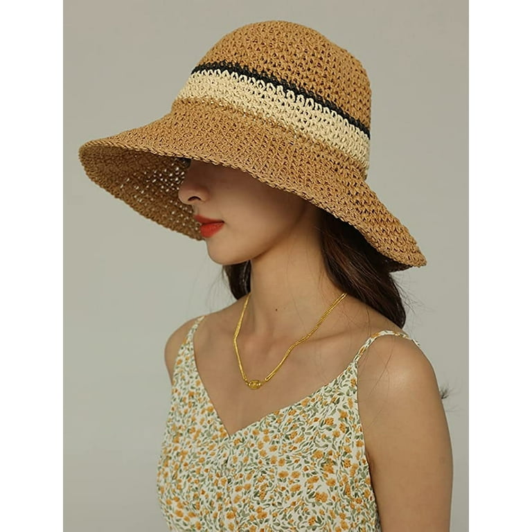 CoCopeaunts Sun Hat Bucket Hat for Women Straw Hat Wide Brim Beach