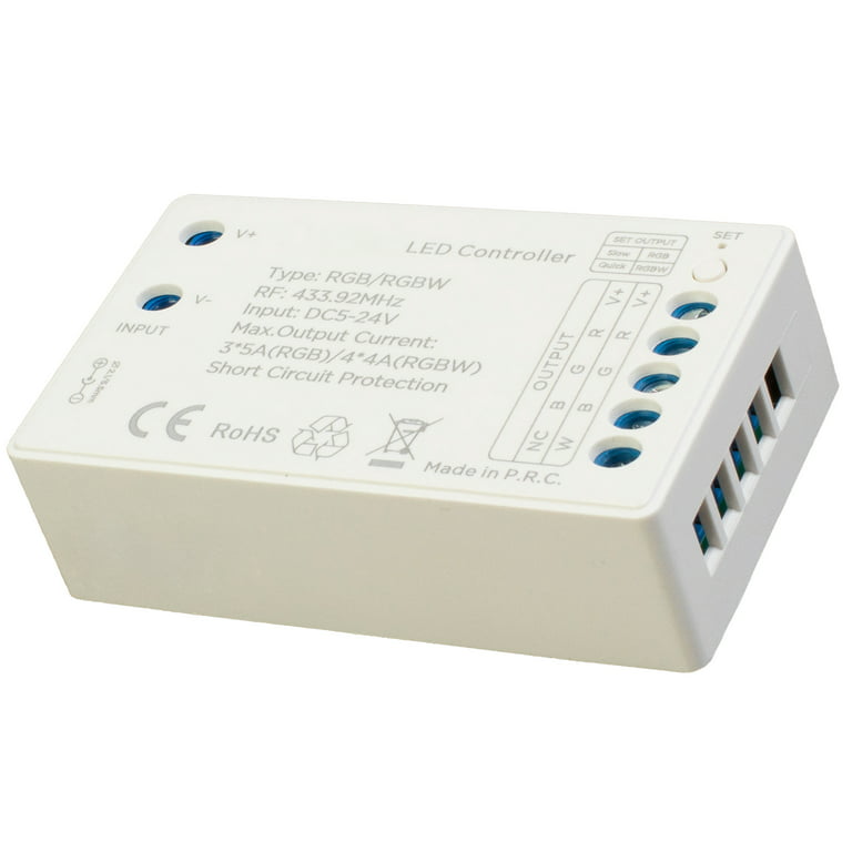 RGB LED LIGHT CONTROLLER, RGBW with remote control channels x 4A Total 16 Amps for RGB and RGBW LED Light Strips and modules compatible with 5v 12v 24v power Supply LED