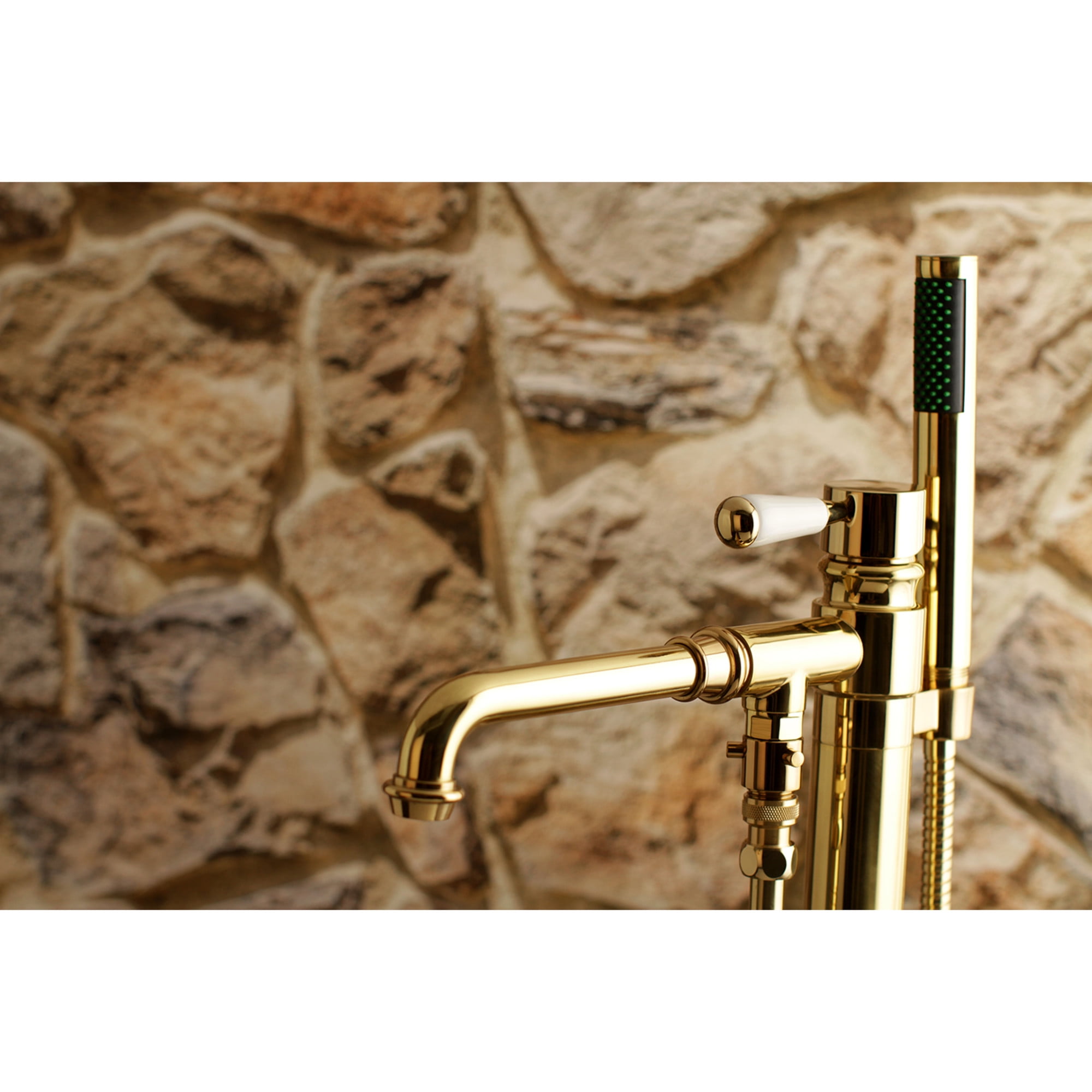 Kingston Brass KS7032DPL Paris Freestanding Tub Faucet with Hand Shower, Polished Brass