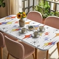 thumbnail image 3 of Orange Purple Diamond Table Cloths for 5 Foot Rectangle Tables, Modern Geometric Middle Century Patio Waterproof Elastic Fitted Tablecloths, Washable Rectangular Table Cover for Camping, 3 of 8