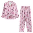 thumbnail image 3 of Renewold Pink Axolotl Flowers Pajamas with Button 2 Pieces Scoop Neck Swearshirt Elastic Sweatpants Set Snug-Fit Women Jogger Vacation Long Sleeve Lounge Wear Leisure Sleepwear Size 2XL, 3 of 6