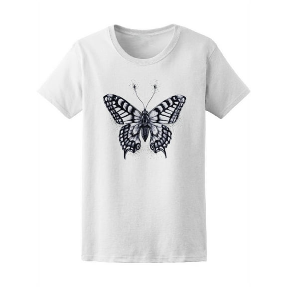 Butterfly B&W Tattoo Art T-Shirt Women -Image by Shutterstock, Female x-Large