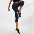 thumbnail image 2 of Gibobby Pantalones de mezclilla Pantalones de yoga para mujer Bolsillo Fitness Correr Deportes Pantalones elásticos de secado rápido Cintura alta Levantamiento de cadera Panta(Azul marino， M), 2 of 5