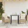thumbnail image 1 of vidaXL 3 Piece Garden Dining Set with Cushions Beige Poly Rattan, 1 of 6