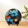 thumbnail image 6 of Picia Adorable Blue Baby Dragon Pattern Bone China Decorative Plate – Wall Decor with Stand and Adhesive, Elegant Ornament for Living Room, Office, or Entryway-6in, 6 of 6