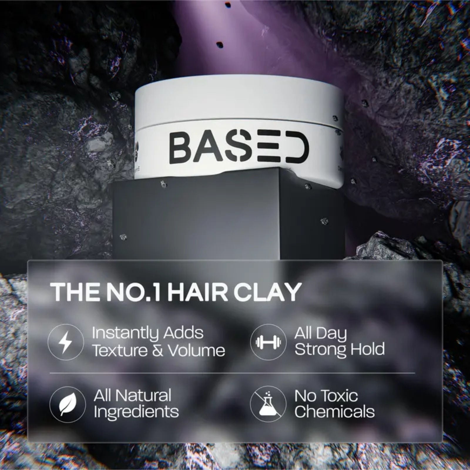 BASEDD Premium Hair Clay - Men's Styling Clay with Natural Hold, Texturizing Effect, Low Shine, Santal Fragrance, For All Hair Makeup Organizers