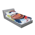thumbnail image 2 of Ambesonne Colorful Fitted Sheet & Pillow Sham Set, Rugby Ball Doodle Art, Twinxl, Multicolor, 2 of 2