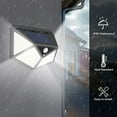 thumbnail image 2 of 4 Pack Solar Lights Outdoor Wall Lights, IP65 Waterproof &100 LED Solar Motion Sensor Lights with 3 Lighting Modes, Solar Light Fixture for Garden, Patio, Yard, Garage, Backyard, 2 of 4