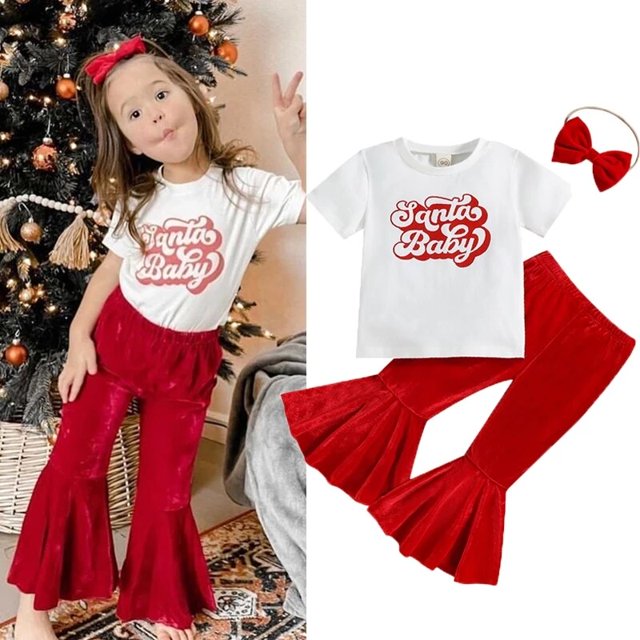 Conjunto de ropa de Navidad para niñas de 1 a 6 años, Cosplay de piel de Papá Noel con lentejuelas, camisetas de manga corta con hombros descubiertos y pantalones, disfraz para niños zhangyuxiang unisex