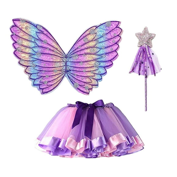 Disfraz de ala de miposa pa niñas Vestir Hada Niño Tutu Cosplay Traje de pa Halloween Juego de imaginación , púrpura Violeta Sunnimix Disfraz de ala de hada