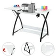 thumbnail image 2 of TUFFIOM 46-Inch Sewing Craft Table, Specialized Sewing Machine Shelf, Enlarged Cutting Space, Sturdy Multifunctional Computer Desk with Storage, Adjustable Height, Ideal for Home Indoor Use, 2 of 8