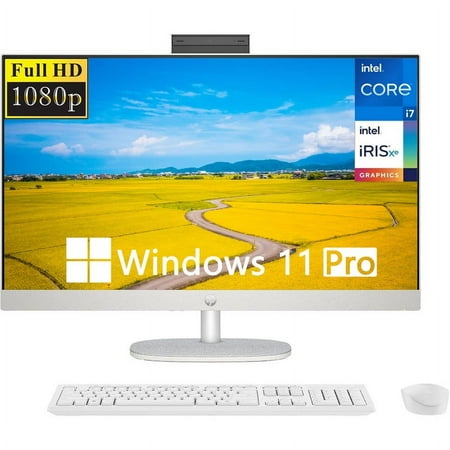 HP 27" All-in-One Desktop PC,FHD Display,13th Generation Intel Core i7-1355U,12 GB RAM,512 GB SSD,Intel Iris Xe Graphics,Windows 11 Pro