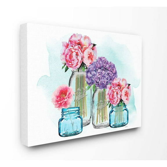 Stupell Industries Fashion Designer Flower Jars Pink Purple Watercolor Canvas Wall Art by Amanda Greenwood