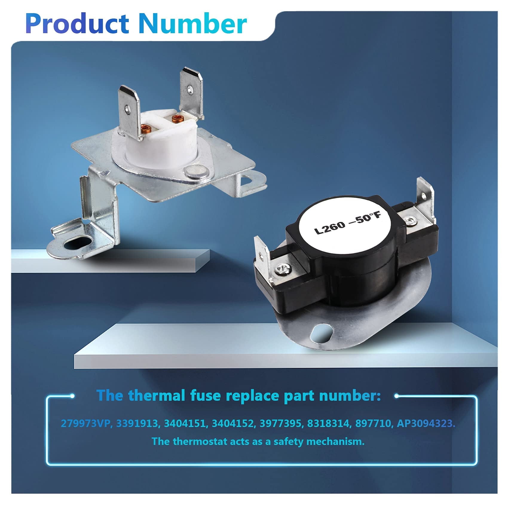 Upgraded 3387747 Dryer Heating Element 279816 Thermostat Kit 279973 3392519 Thermal Cut-off Fuse Compatible with Kenmore Samsung Whirlpool KitchenAid Electric Dryer