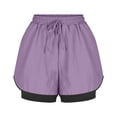 thumbnail image 4 of Ixbnca 2 in 1 Womens Athletic Shorts with Pockets Elastic High Waist Drawstring Workout Running Shorts, 4 of 7