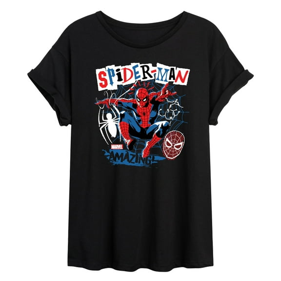 Marvel Spider-Man - Punk Poster Style - Women's Oversized Graphic T-Shirt