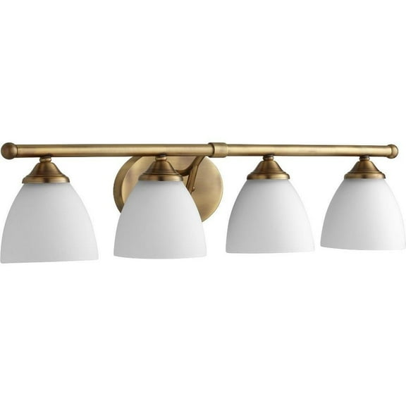The Holloway Road 4 Light Bathroom Light in Bailey Street Home Home Collection Style 29.25 inches Wide By 6.75 inches High-Aged Brass Finish Bailey