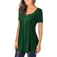 thumbnail image 2 of Women's Short Sleeve Henley Shirts Ruffle Casual Tunic Tops Solid Color, 2 of 4