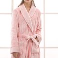 thumbnail image 5 of Aboser Women's Long Flannel Robes with Pockets Soft Shawl Collar Sleepwear Warm Plush Nightgowns Belted Long Sleeve Loungewear Comfy Fleece Towel Robe Pink XXXL, 5 of 6