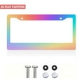 thumbnail image 2 of 1Pack License Plate Frames with Vibrant Rainbow Gradient Pattern Design Includes Screws & Caps Full Accessories Included Size 6. 3x12. 2inch(16x31cm), 2 of 8