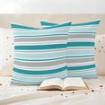 thumbnail image 2 of Pack of 2 Grey Blue Striped Outdoor Pillow Covers Decorative, Waterproof Pillow Protector, Farmhouse Stripes Modern Abstract Art Throw Pillowcases Accent Cushion Cases for Patio Couch Sofa 20"x20", 2 of 8