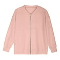 thumbnail image 3 of Olyvenn Womens Full Zip Up Casual Jackets Solid Color Long Sleeve Coats with Pockets 2025 Fall Fashion Outfits Clothes Pink XXL, 3 of 5