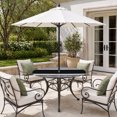 thumbnail image 2 of Round Outdoor Tablecloth with Umbrella Hole and Zipper, Farmhouse Black Tablecloth with Elastic Waterproof, Farmhouse Black Line Striped Patio Table Covers for 45" - 54" Picnic Pool Tables, 2 of 9