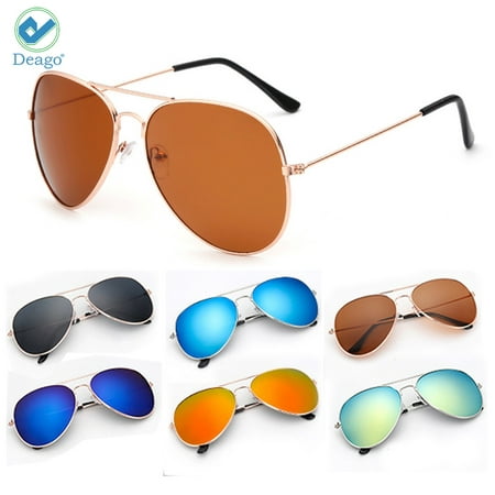 Deago Women Men Aviator Polarized Metal Full Frame Sunglasses Driving Mirror Lens Glasses New Fashion Sunglasses Gold+Brown