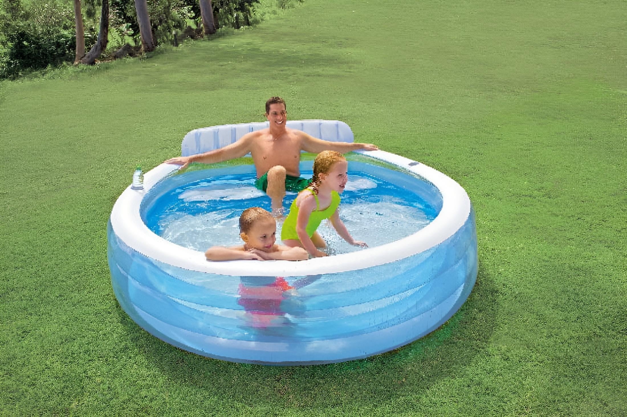 Intex Swim Center Inflatable Family Lounge Pool, 88" X 85" X 30", for Ages 3+