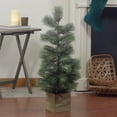thumbnail image 2 of Northlight 3' Snowy Pine Artificial Christmas Tree in Wooden Pot - Unlit, 2 of 4