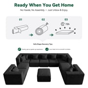 BEHOST 10-Piece Oversized Modular Sectional Sofa Set, 160 Mega U-Shaped Boneless Cloud Couch with Ottomans, Luxury Chenille Fabric Theater Seating, Extra Deep Seat for Living Room, Black