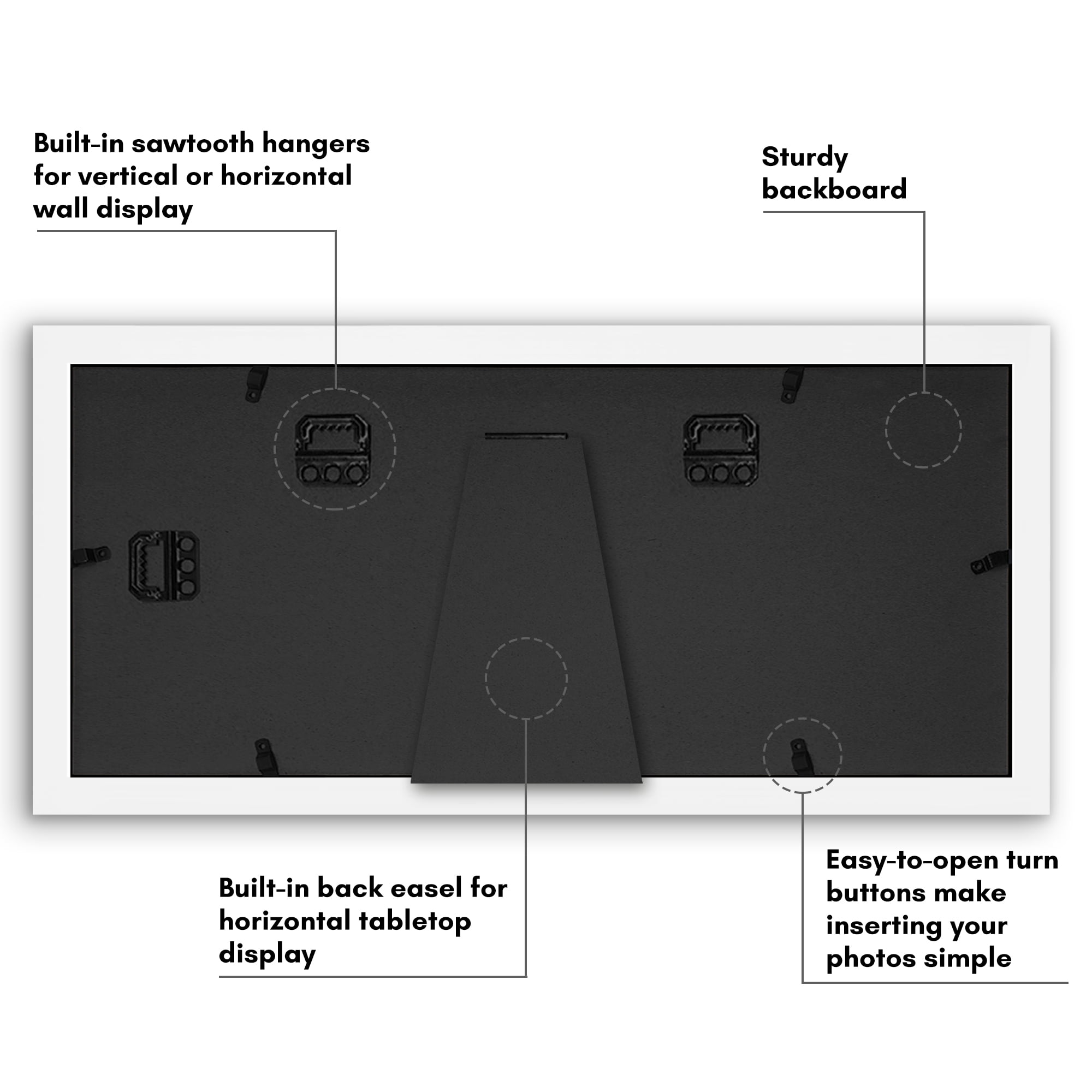 Americanflat 4x4 Collage Picture Frame with Shatter-Resistant Glass Fits 3 use as One 5.5x14 Poster Frame - White