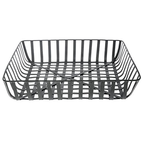 HUBERT Square Black Metal Tobacco Basket - 18"L x 18"W x 3 5/8"H