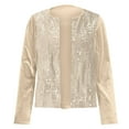 thumbnail image 5 of Womens Beige Sequin Jacket Women Long Sleeve Casual Sequin Cardigan Sequin Jackets for Women, 5 of 6