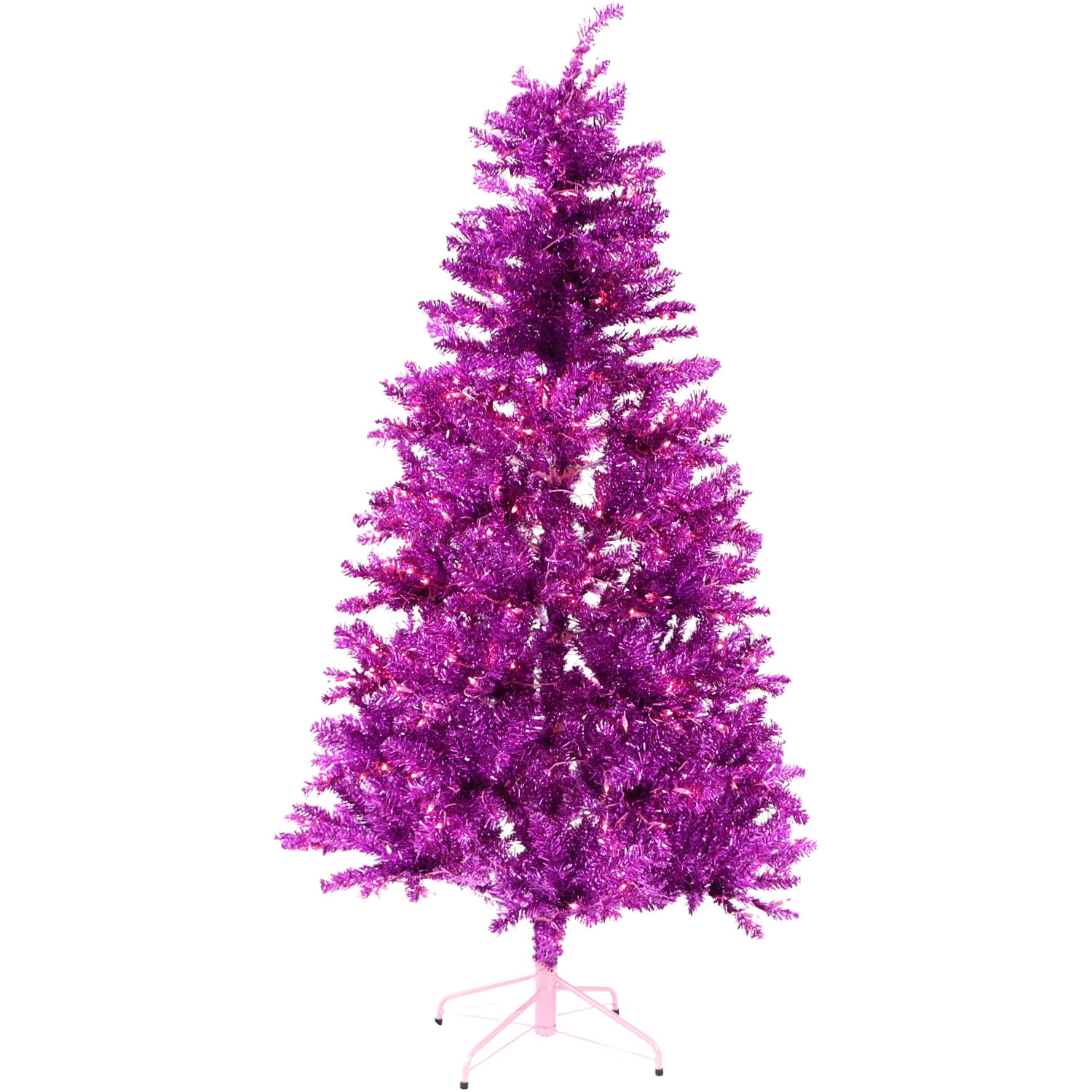Fraser Hill Farm 6Ft. Festive Tinsel Christmas Tree, Pink