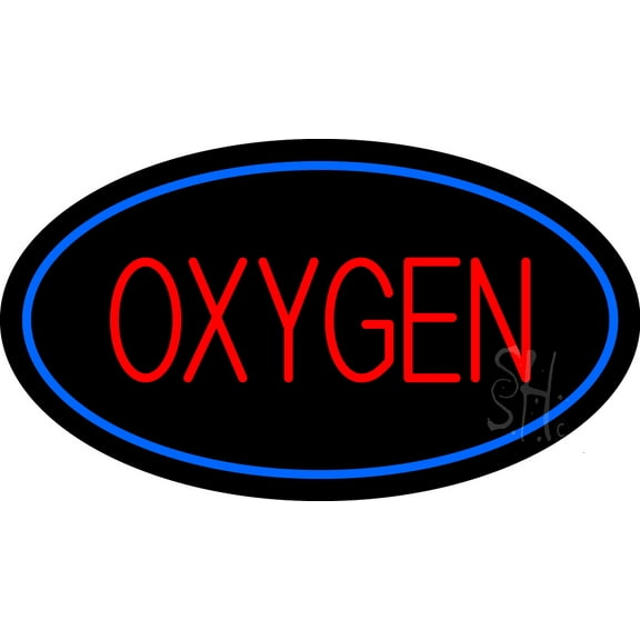 Oxygen Oval Blue LED Neon Sign 20 x 37 - inches, Black Square Cut Acrylic Backing, with Dimmer - Bright and Premium built indoor LED Neon Sign for Defence Force.