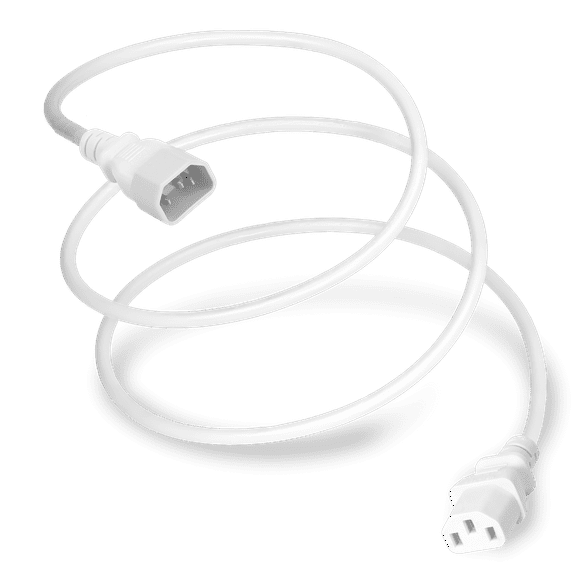 World Cord Sets 12 Foot IEC 60320 C14 to C13 PDU Style Light Duty 10 Amp Power Cable (White)