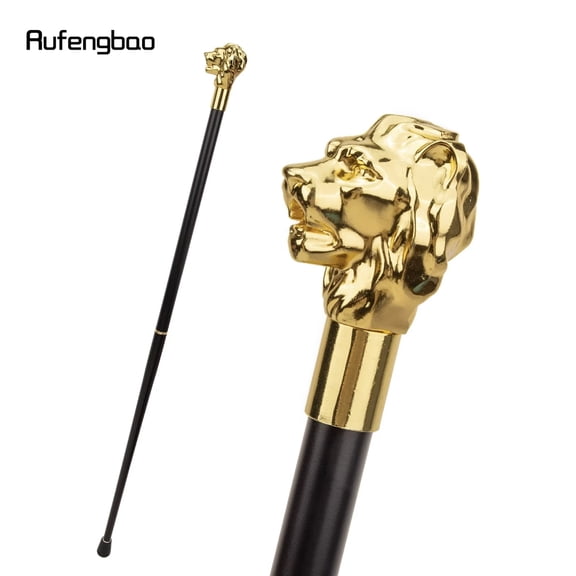 Gold Luxury Lion Head Handle Fashion Walking Stick for Party Decorative Walking Cane Elegant Crosier Knob Walking Stick 93cm