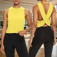 thumbnail image 4 of Yteetum Women's Open Back Workout Tank Tops Sleeveless Crewneck Backless Sports Gym Yoga Cropped Tops Solid Lightweight Comfy Ribbed Fitness Athletic Tanks, 4 of 8