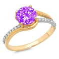thumbnail image 2 of 1.71 ct Round Cut Natural Amethyst Solitaire with Accents Engagement Ring for Women in 18K White/Yellow Gold, 2 of 2