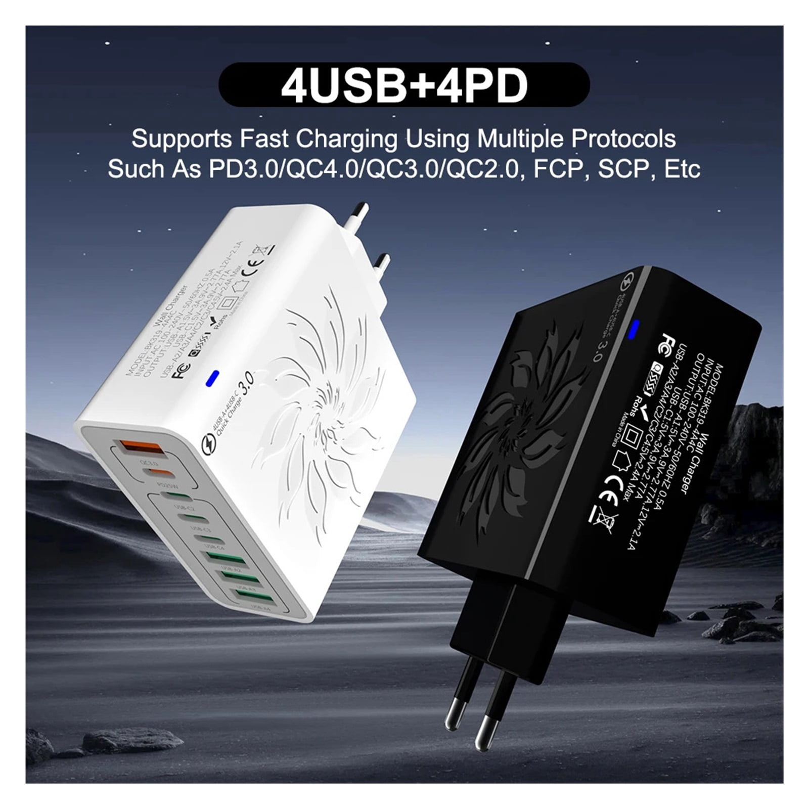 Total 65W Muti Port USB C Charger High Speed USB Quick Charge Type C PD Fast Charging Adapter