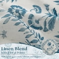 thumbnail image 3 of Juego de 2 paneles de cortinas de lino azul con estampado floral de 160 x 160 cm, dos paneles, 3 of 7