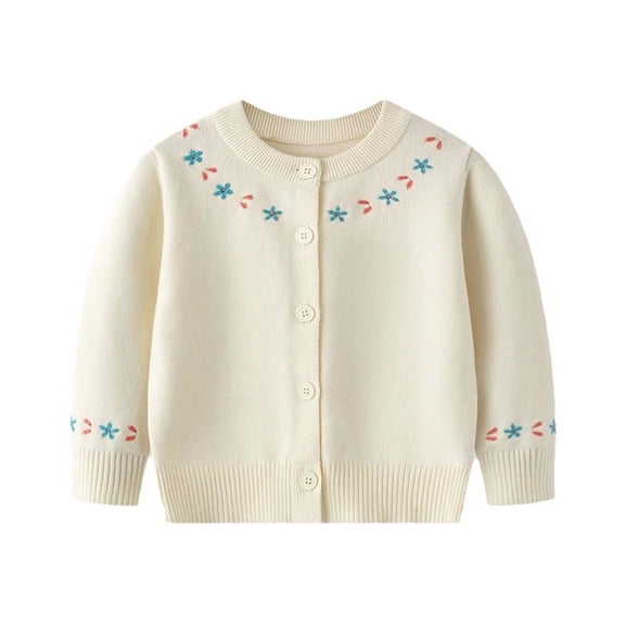 Edvintorg Girls Sweater Cute Printed Long Sleeve Button Up Uniforms Knit Sweater Cardigan for Girls Fashion Clothing 2-8 Years