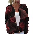 thumbnail image 2 of Halloween Cardigan Sweaters for Women Cute Halloween Party Graphic Womens Sweaters Cardigan Knit Button Down Cropped Long Sleeve Fall Winter Holiday Soft Sweatshirt Tops Hot Pink XL, 2 of 6