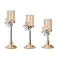 thumbnail image 4 of 3x Candelabro de pilar Candelabro Adornos Candelabro de metal dorado Candelabro Soporte para mesa de festivos en casa Flor transparente, 4 of 9