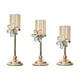 thumbnail image 4 of Candelabro de pilar de 3 piezas, candelabro de metal dorado, candelabro para decorar Flor transparente, 4 of 9