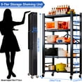 thumbnail image 5 of 5-Shelf Storage Shelving Units, Heavy Duty Metal Shelf on Wheels, Organize Your Space Efficiently with Collapsible Shelving, Perfect for Kitchen and Closet Storage, Black, 5 of 7