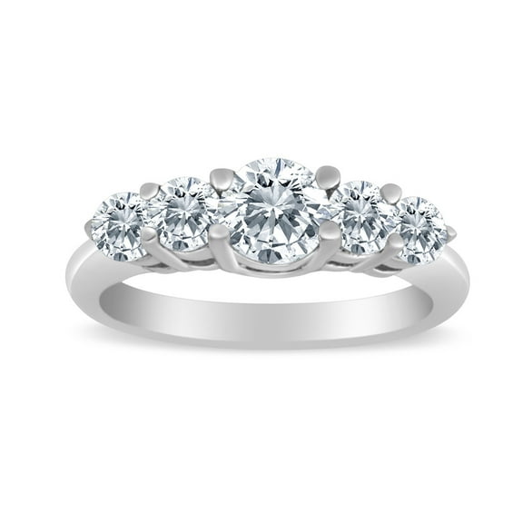 1.00ctw Diamond Five Stone Graduated Ring in 14k White Gold