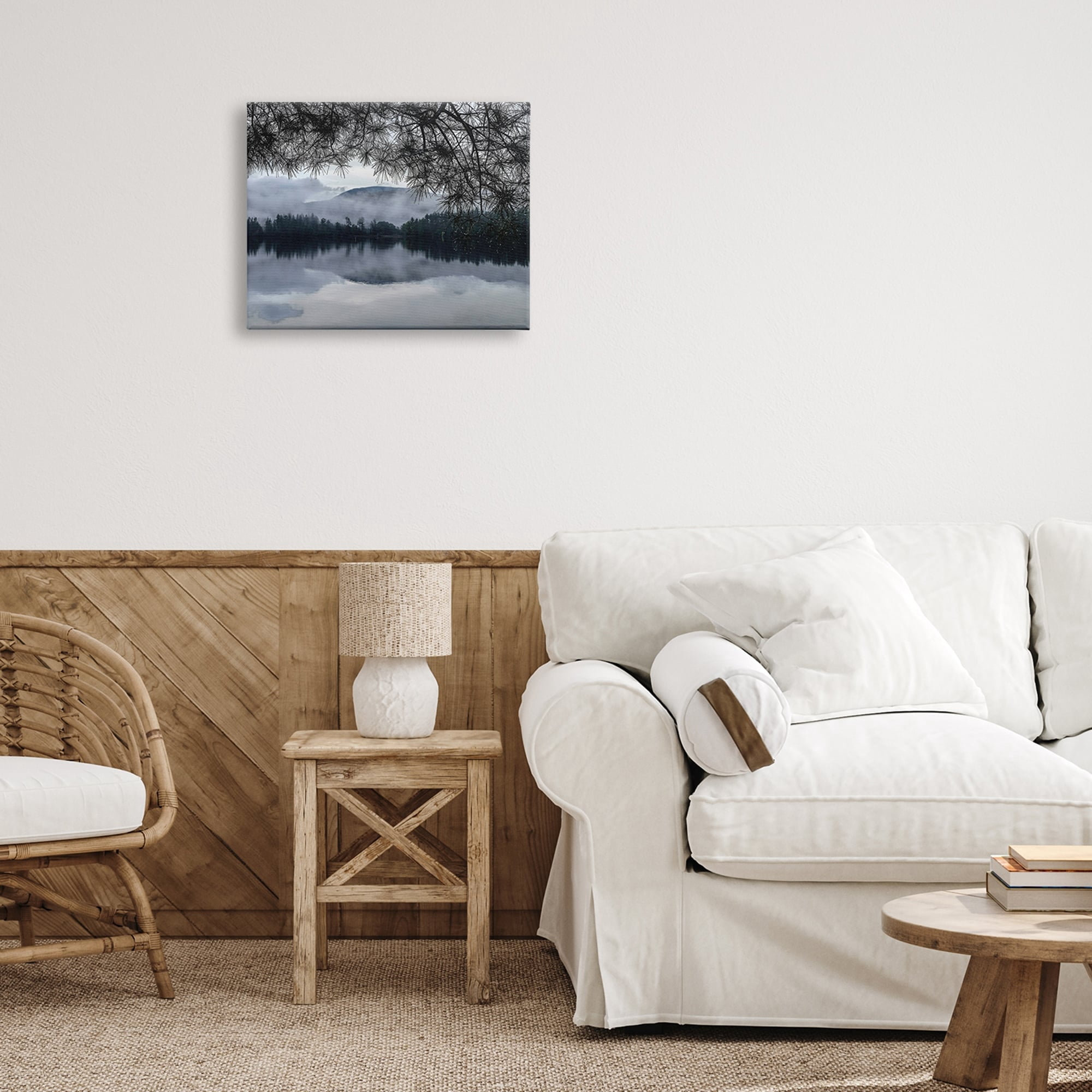 Stupell Industries Trees Surrounding Hazy Mountainous Landscape Lake , 20 x 16, Design by Kelly Sinclair