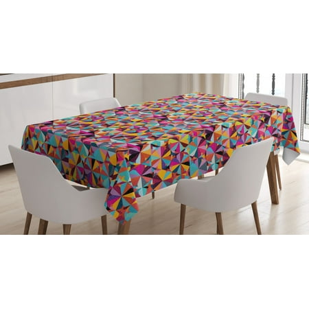 

Colorful Tablecloth Grunge Effect Complex Design with Vibrant Colored Triangles as Small Particles Rectangular Table Cover for Dining Room Kitchen 60 X 90 Inches Multicolor by Ambesonne
